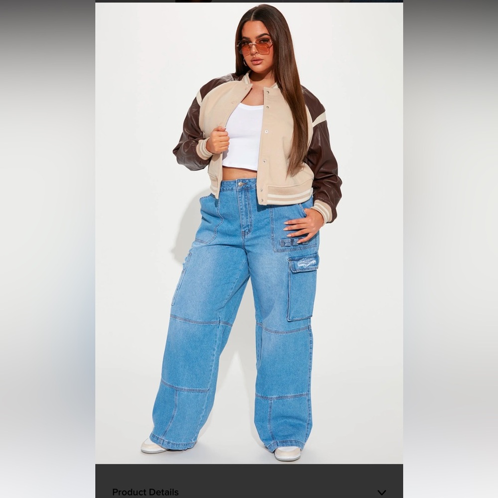Fashion Nova Cargo Jeans. Blue. 18 plus. NWT